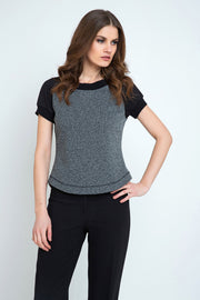 Short Sleeve Top With Rounded Hem-Tops-Conquista-38-Urbanheer