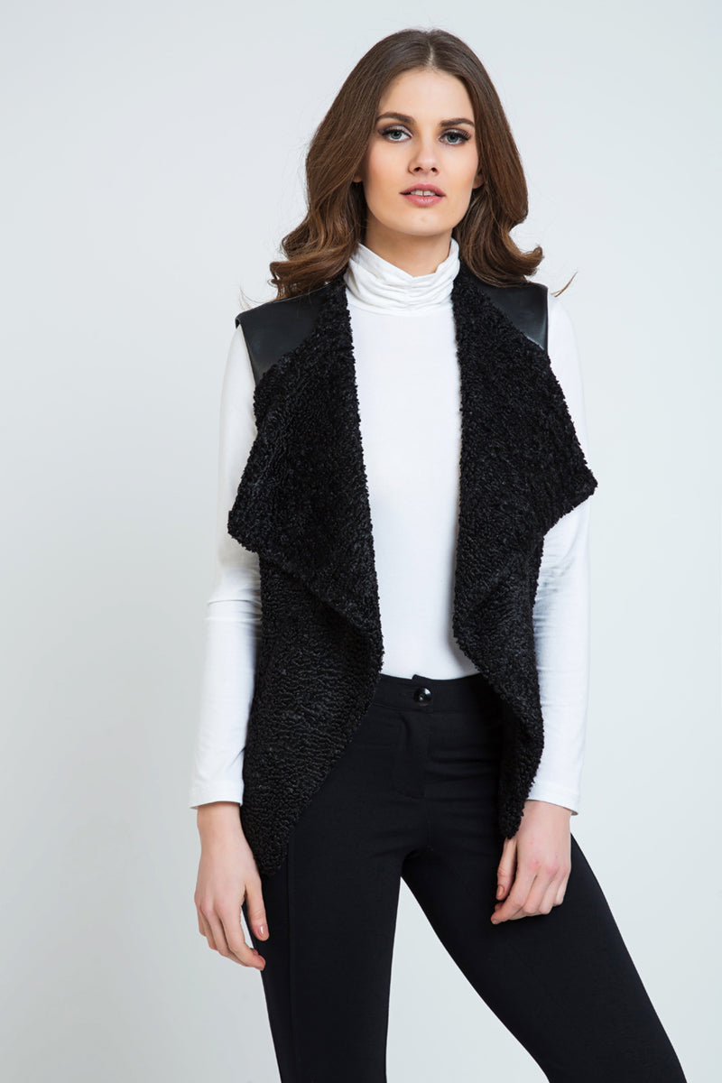 Astrakhan Winter Vest with Pleather Detail-Conquista-40-Urbanheer
