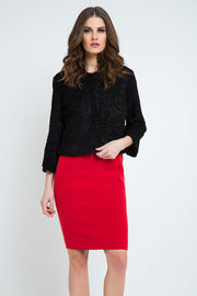 Black Astrakhan Jacket With Pleather Detail-Conquista-42-Urbanheer