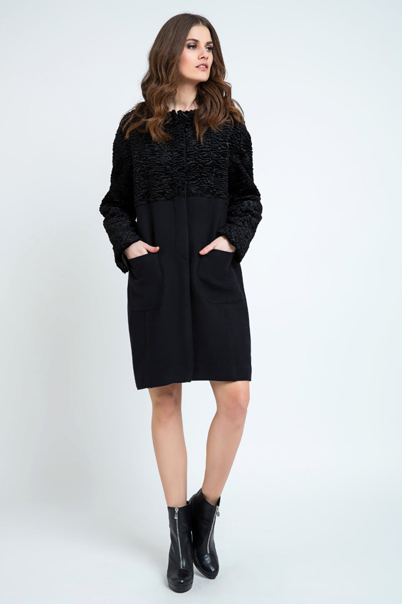 Straight Black Coat with Astrakhan-Conquista-36-Urbanheer