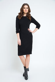 Blue Fitted Jacquard Dress-Conquista-38-Urbanheer