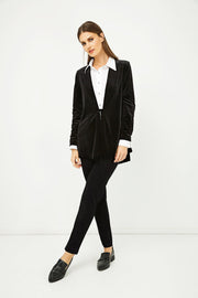 Velvet Cardigan with Ties in Black-Conquista-38-Urbanheer
