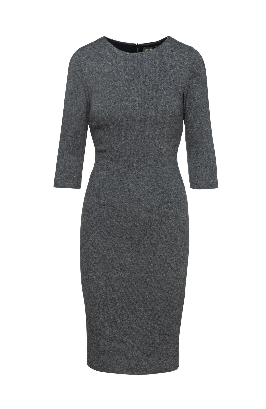 Grey Fitted Knit Dress-Conquista-38-Urbanheer