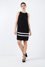 Black Sleeveless Dress With White Stripe Detail-Conquista-38-Urbanheer