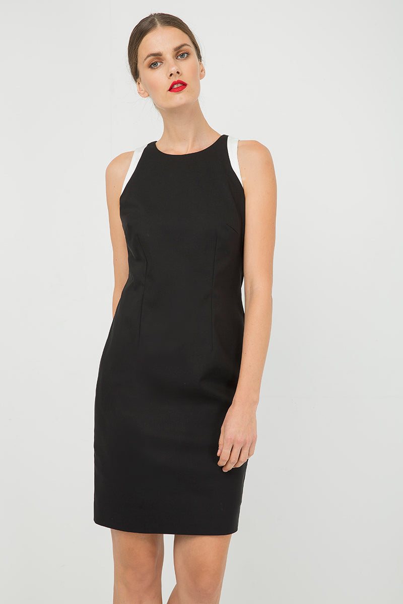 Black Sleeveless dress with Contrast Detail-Conquista-36-Urbanheer
