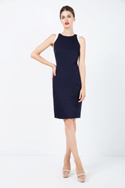 Navy Blue Sleeveless Dress With Contrast Detail-Conquista-38-Urbanheer