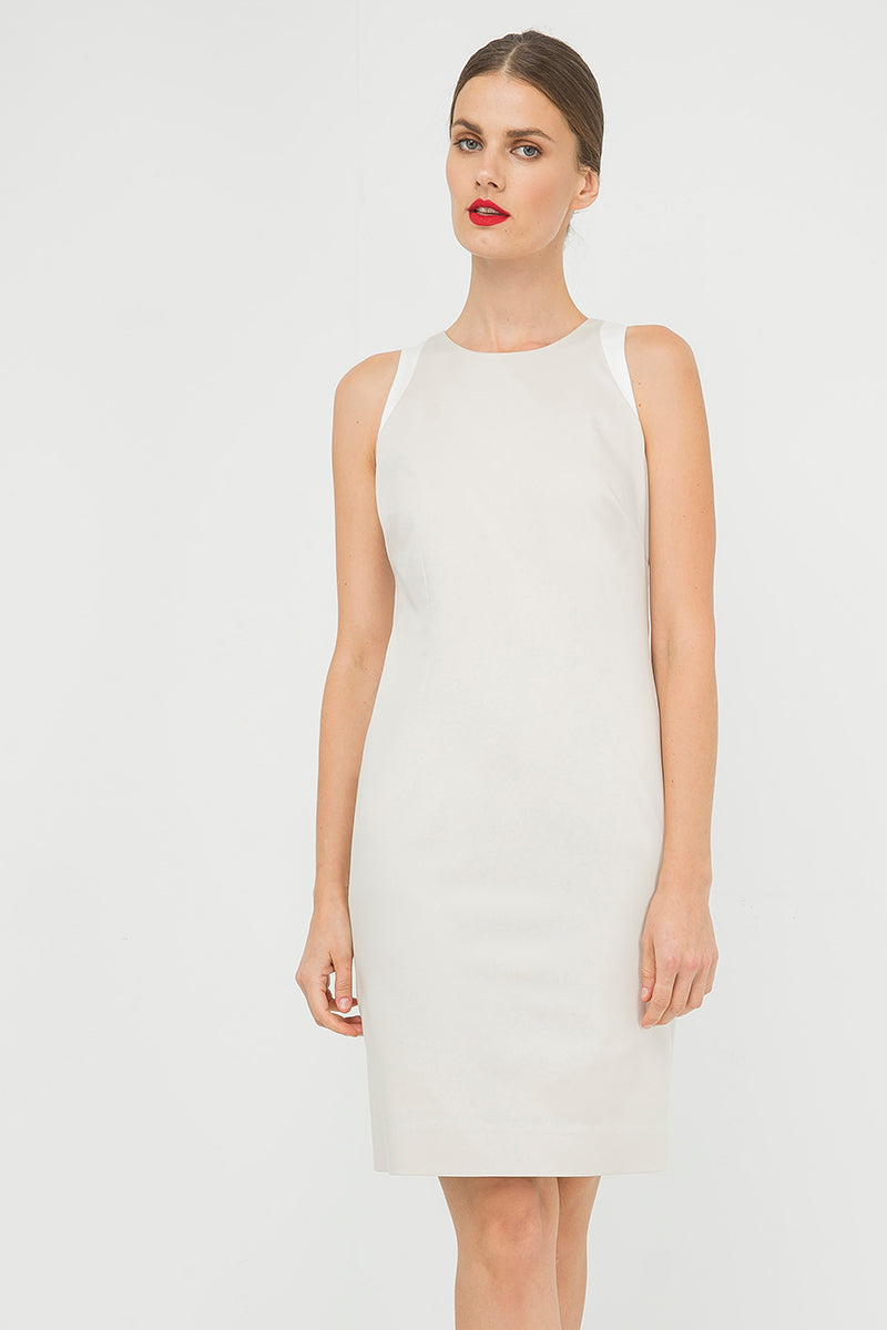 Sand Colour Sleeveless Dress With Contrast Detail-Dresses-Conquista-36-Urbanheer