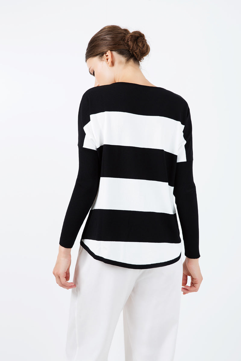 Black And White Striped Sweater-Knitwear-Conquista-S-Urbanheer