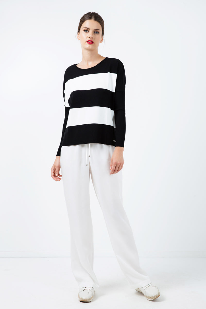 Black And White Striped Sweater-Knitwear-Conquista-S-Urbanheer