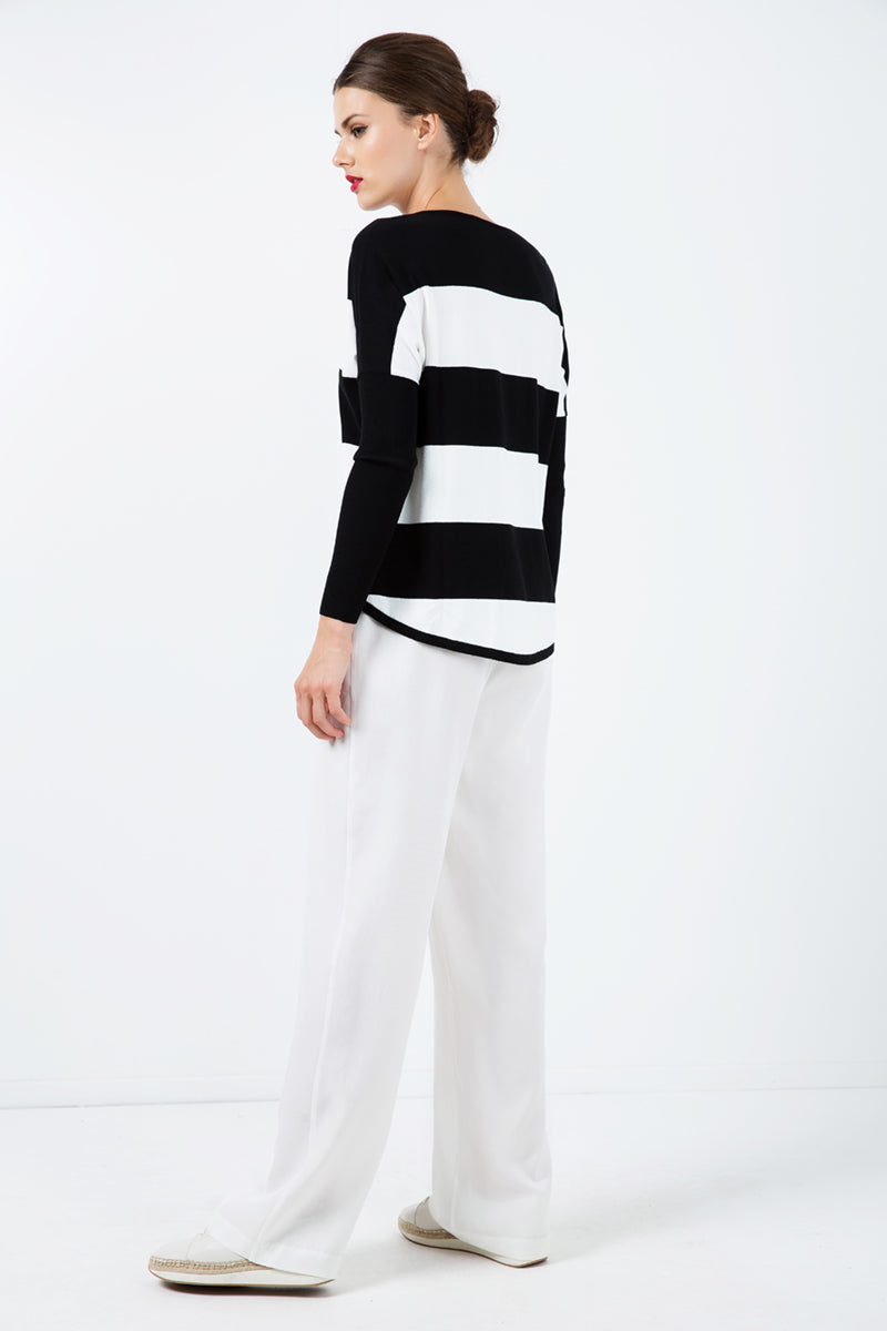 Black And White Striped Sweater-Knitwear-Conquista-S-Urbanheer