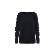 Hole Detail Loose Blue Sweater-Conquista-S-Urbanheer