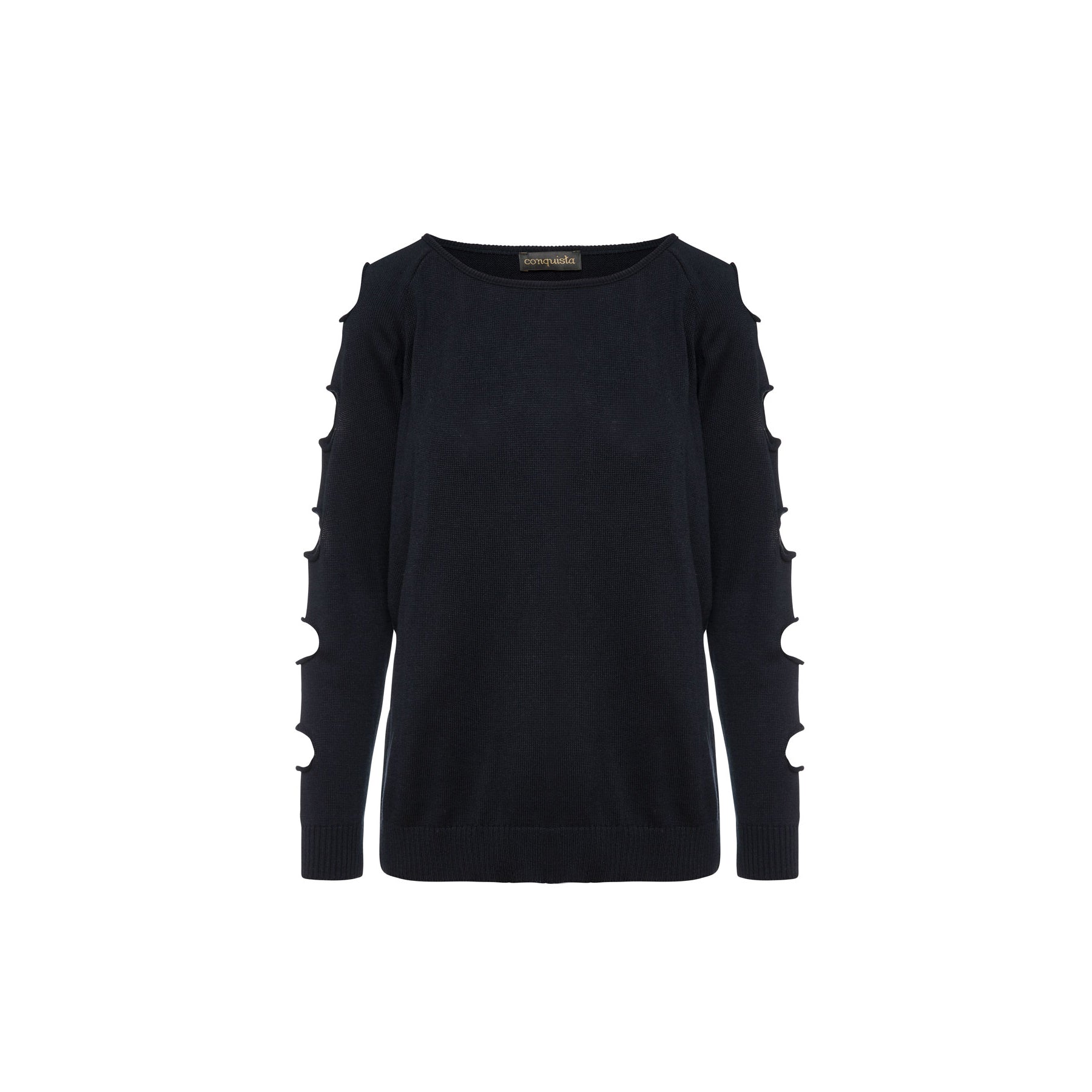 Hole Detail Loose Blue Sweater-Conquista-S-Urbanheer