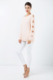 Hole Detail Loose Apricot Sweater-Conquista-M-Urbanheer