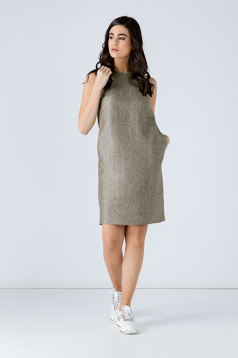 Sleeveless Sack Dress With Pockets-Dresses-Conquista-36-Urbanheer