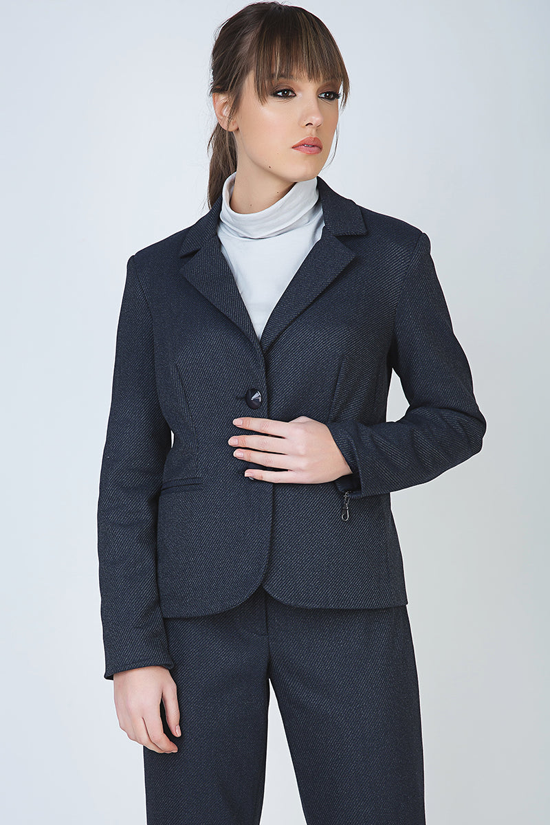 Button Blazer With Zip Detail-Conquista-38-Urbanheer