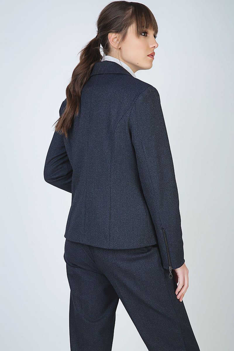 Button Blazer With Zip Detail-Conquista-38-Urbanheer