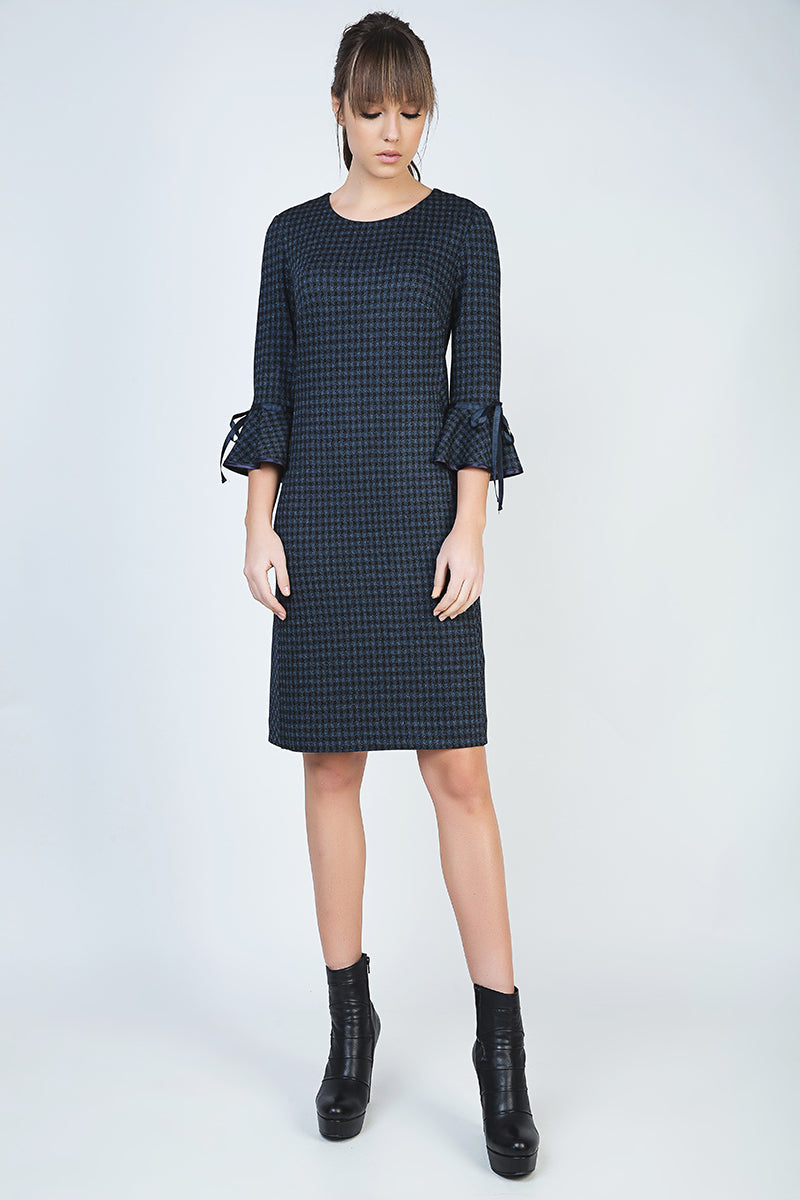 Bell Sleeve Straight Check Dress-Conquista-38-Urbanheer