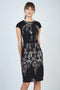 Print Cap Sleeve Dress with Waistband-Conquista-38-Urbanheer