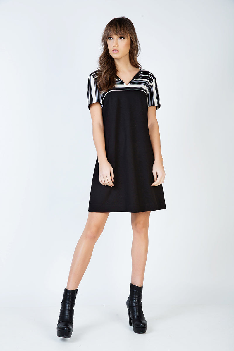 Stripe Detail A Line Dress-Conquista-38-Urbanheer