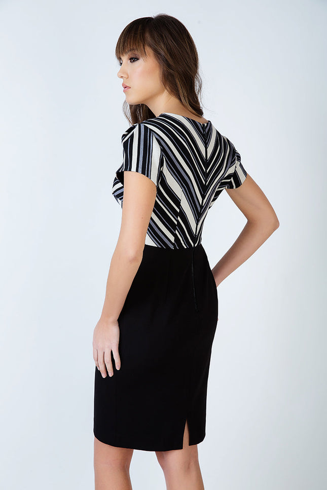 Stripe Detail Straight Dress-Dresses-Conquista-38-Urbanheer