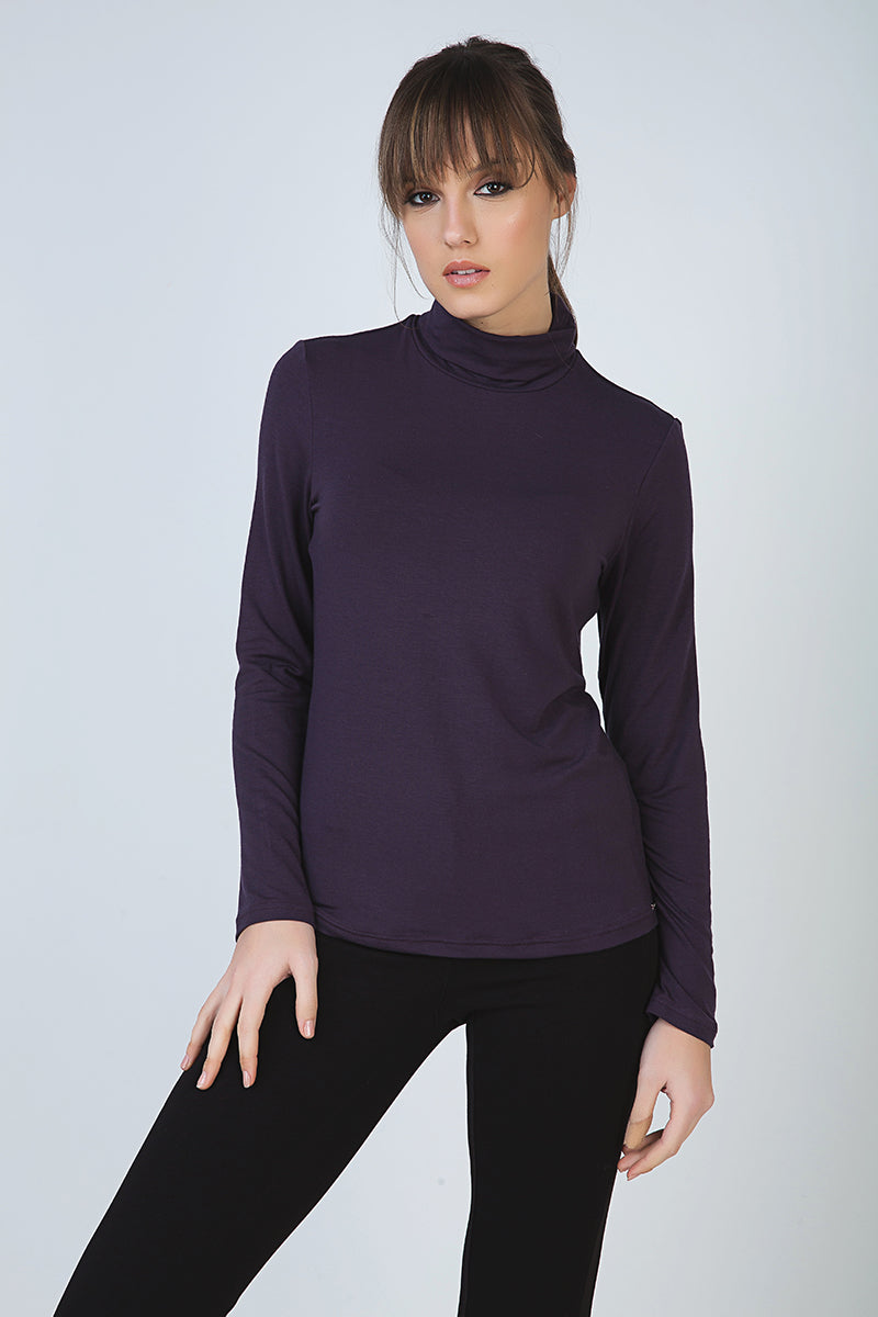 Purple Long Sleeve Polo Neck Jumper-Conquista-38-Urbanheer