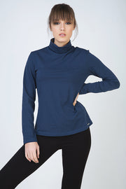 Navy Long Sleeve Polo Neck Jumper-Conquista-36-Urbanheer