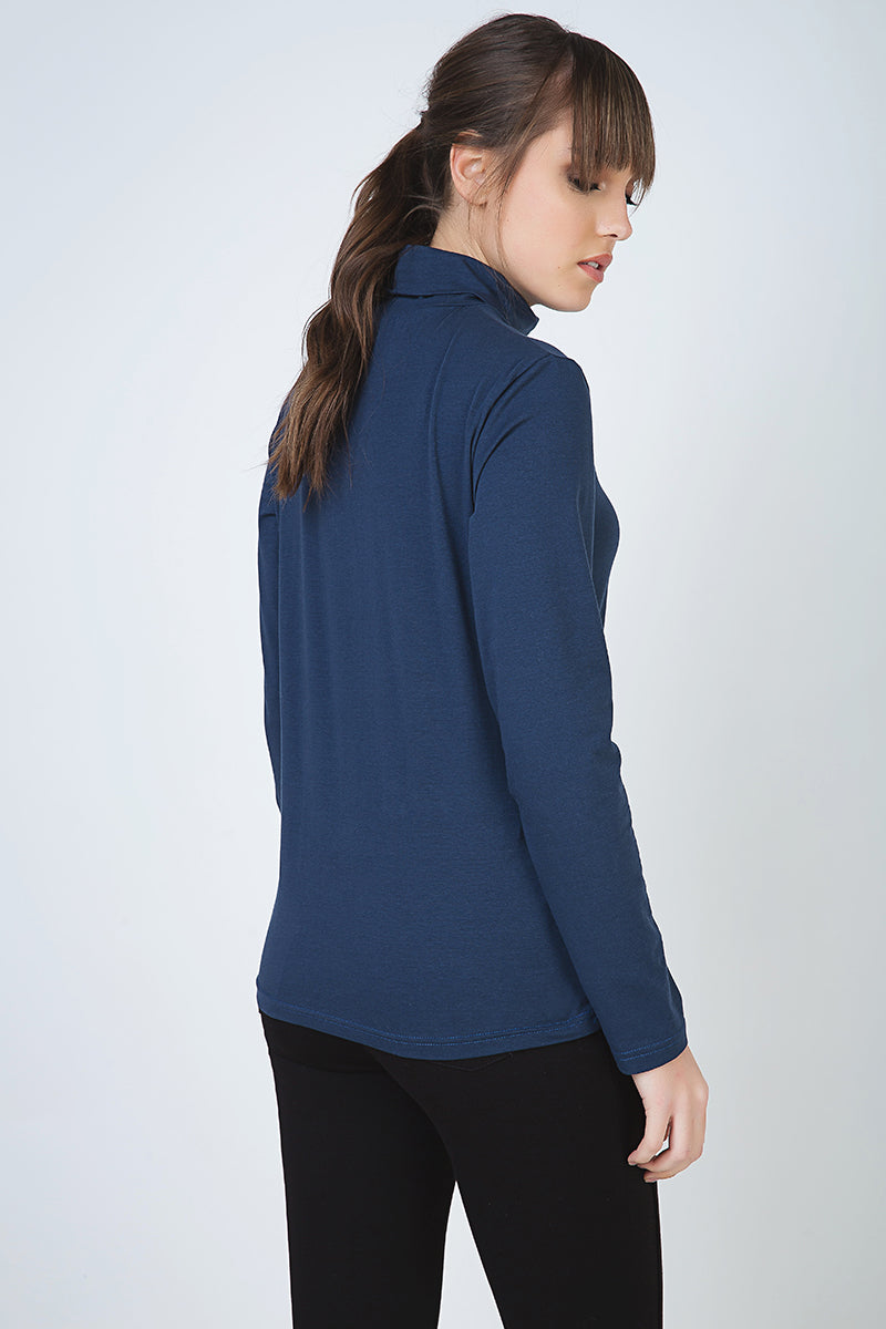 Navy Long Sleeve Polo Neck Jumper-Conquista-36-Urbanheer