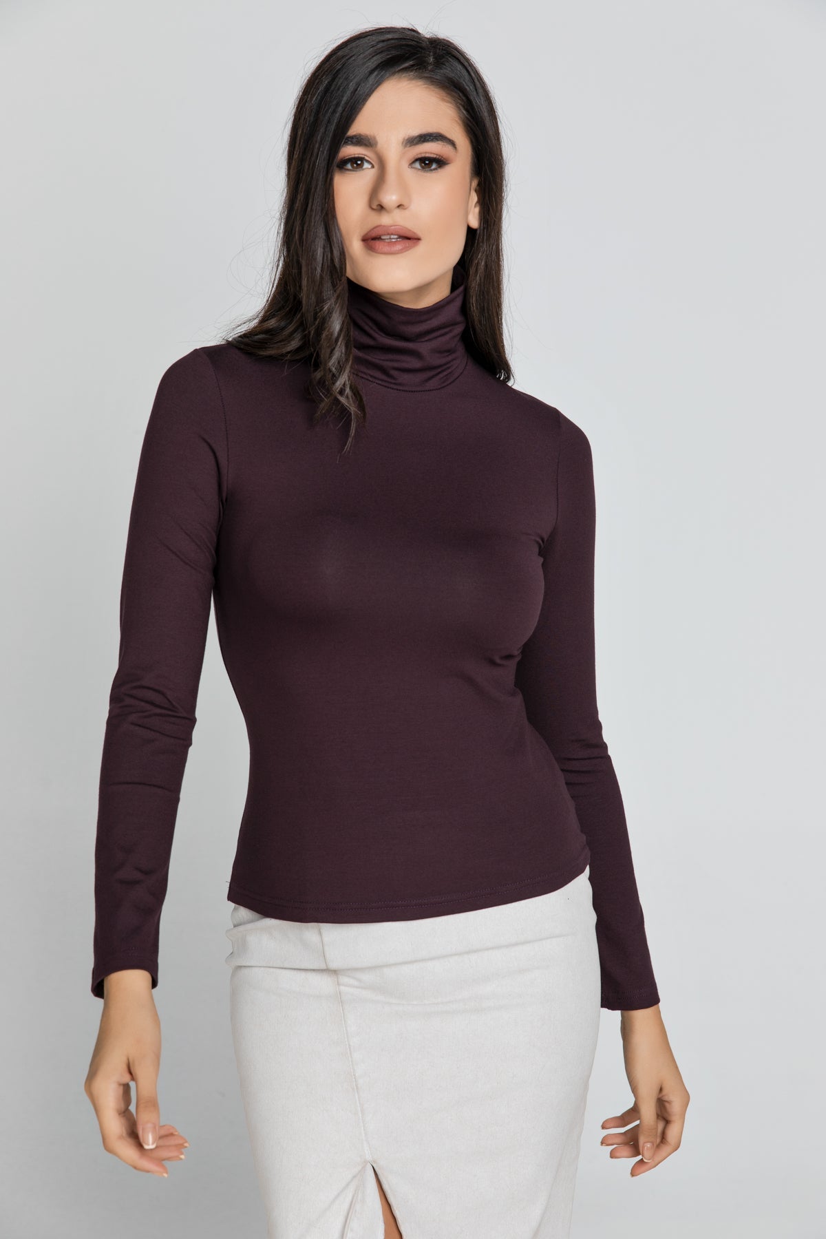 Maroon Turtle Neck Top By Conquista-Conquista-40-Urbanheer
