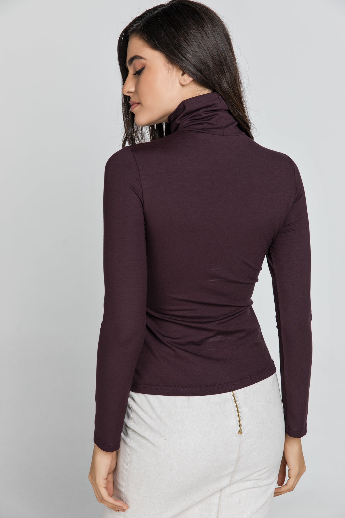 Maroon Turtle Neck Top By Conquista-Conquista-40-Urbanheer