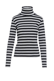 Striped Black And Grey Polo Neck Jumper-Conquista-38-Urbanheer
