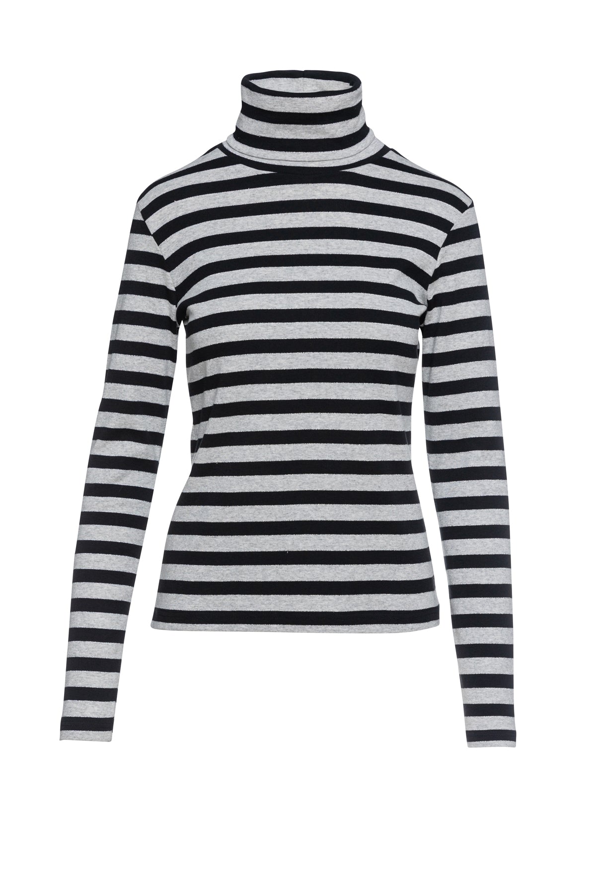 Striped Black And Grey Polo Neck Jumper-Conquista-38-Urbanheer