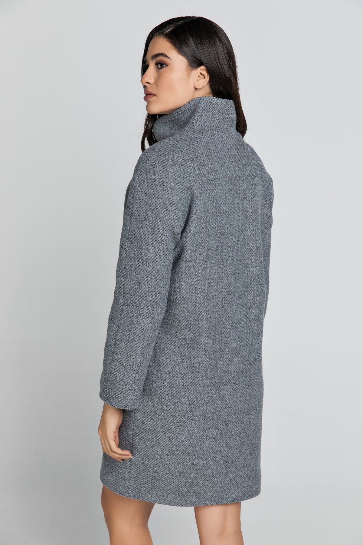 Wool Blend Grey Coat By Conquista Fashion-Conquista-36-Urbanheer