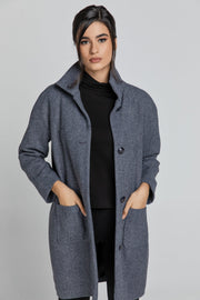Wool Blend Grey Mélange Coat By Conquista Fashion-Conquista-36-Urbanheer