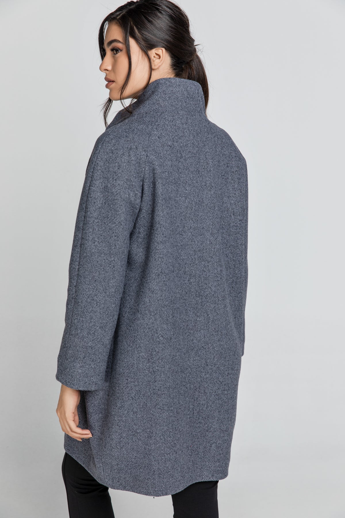 Wool Blend Grey Mélange Coat By Conquista Fashion-Conquista-36-Urbanheer