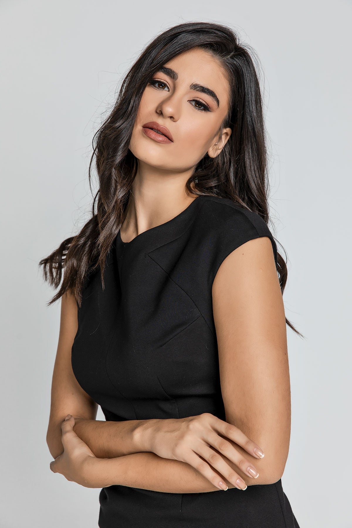 Fitted Black Dress with Cap Sleeves by Conquista Fashion-Conquista-38-Urbanheer