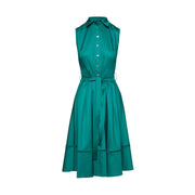 Pine Green Belted Dress with Braid Detail-Conquista-S-Urbanheer