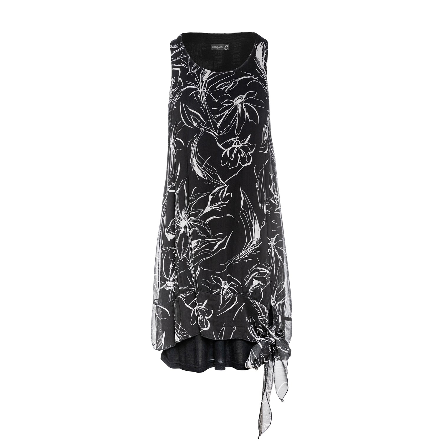 Sleeveless Double Layer Dress In Black And White-Conquista-36-Urbanheer