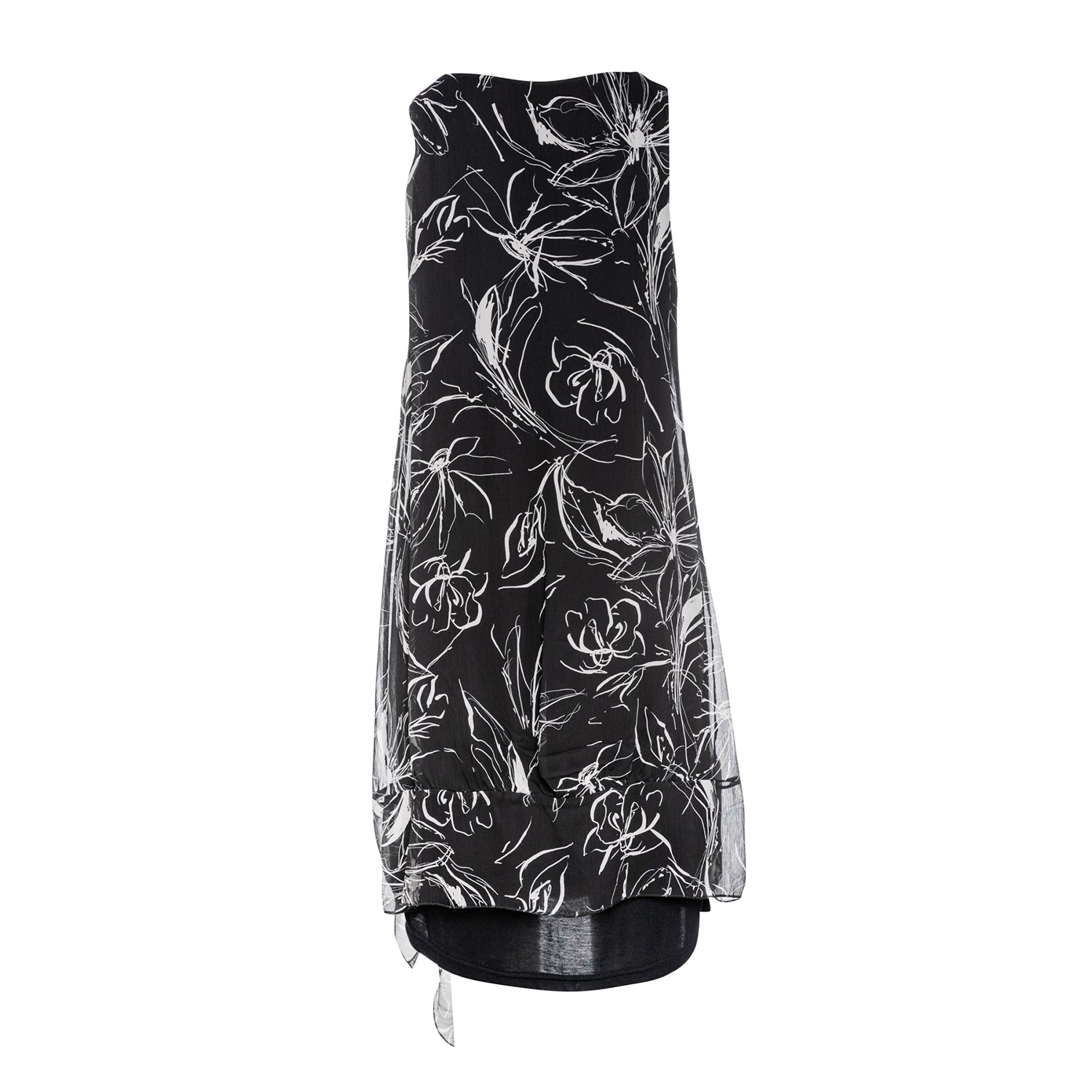 Sleeveless Double Layer Dress In Black And White-Conquista-36-Urbanheer