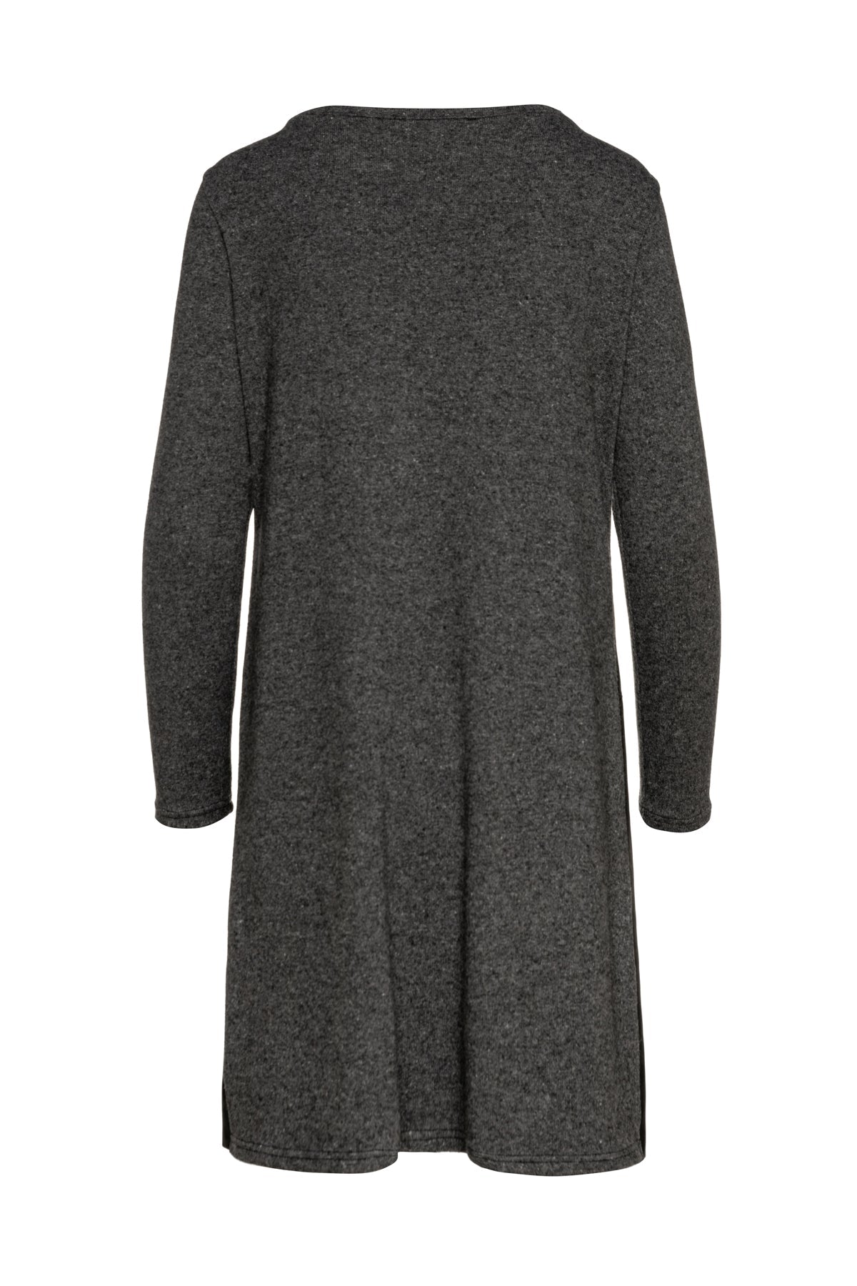 Dark Grey Faux Leather Detail Knit Dress-Conquista-S-Urbanheer