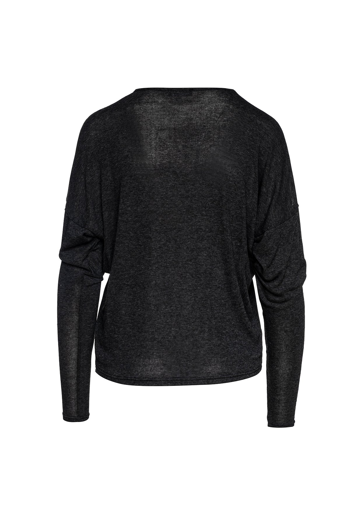 Dark Grey Batwing Top with Faux Leather Detail-Conquista-S-Urbanheer