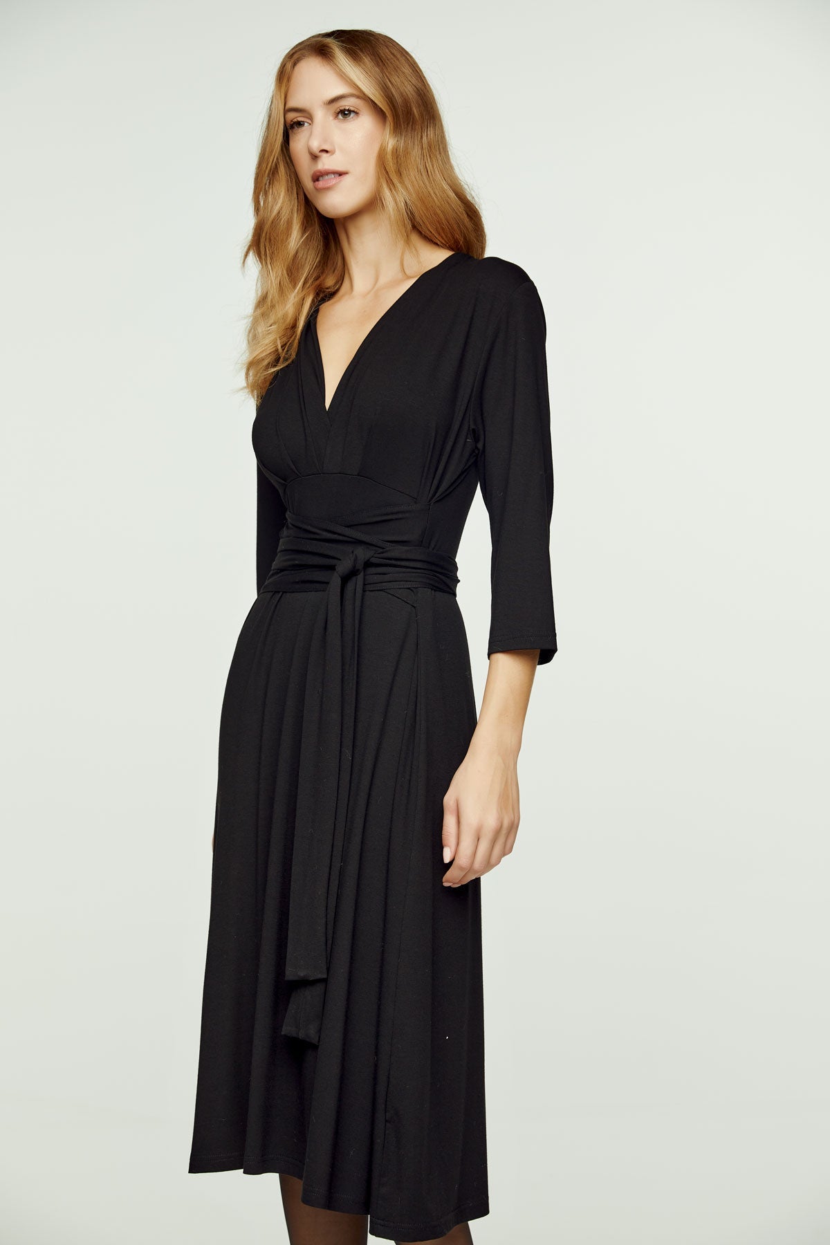 Black Empire Line Dress with Belt-Conquista-36-Urbanheer