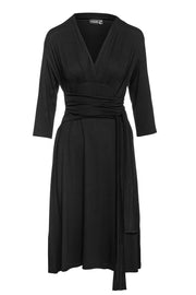 Black Empire Line Dress with Belt-Conquista-36-Urbanheer