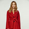 Long Dark Red Faux Mouflon Coat With Belt-Conquista-S-Urbanheer