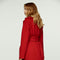 Long Dark Red Faux Mouflon Coat With Belt-Conquista-S-Urbanheer