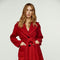 Long Dark Red Faux Mouflon Coat With Belt-Conquista-S-Urbanheer