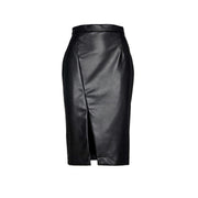 Black Faux Leather Pencil Skirt By Conquista Fashion-Conquista-S-Urbanheer