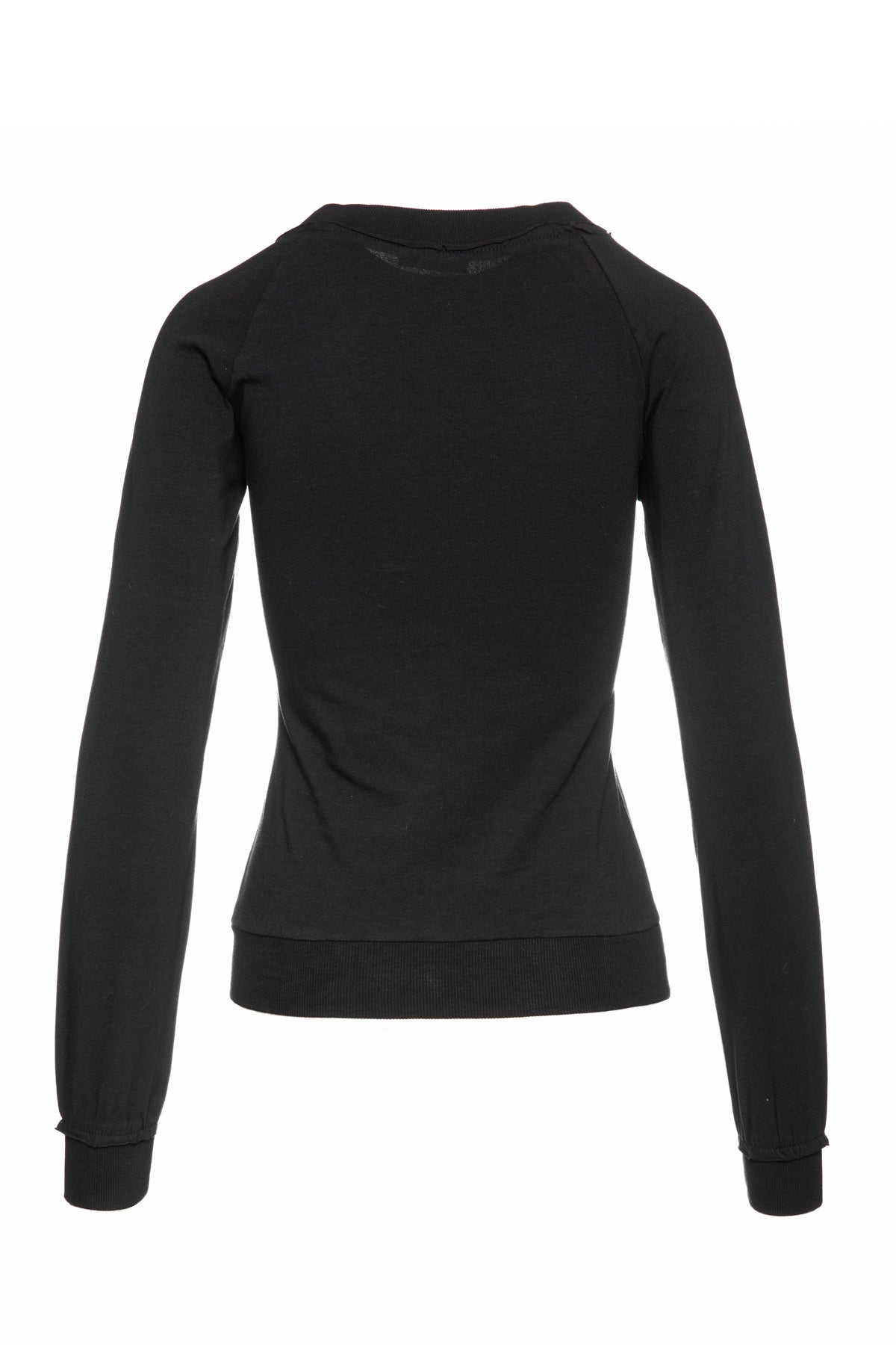 Black Long Sleeve Top with a Silver & Black Print-Conquista-XS-Urbanheer