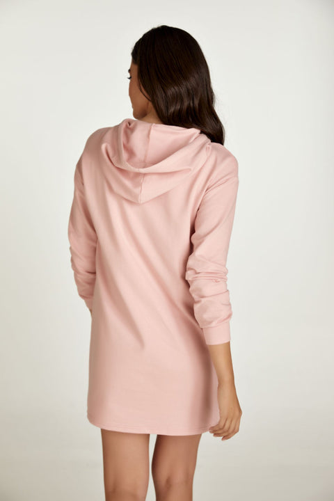 Pink Hooded Mini Dress-Conquista-M-Urbanheer