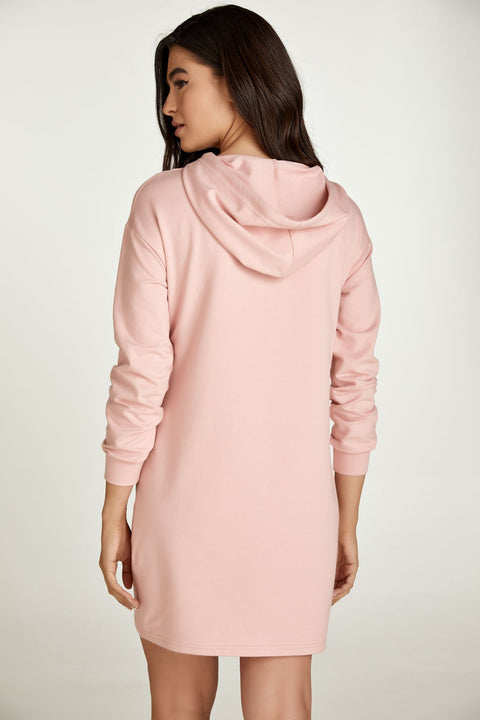 Pink Hooded Mini Dress-Conquista-M-Urbanheer
