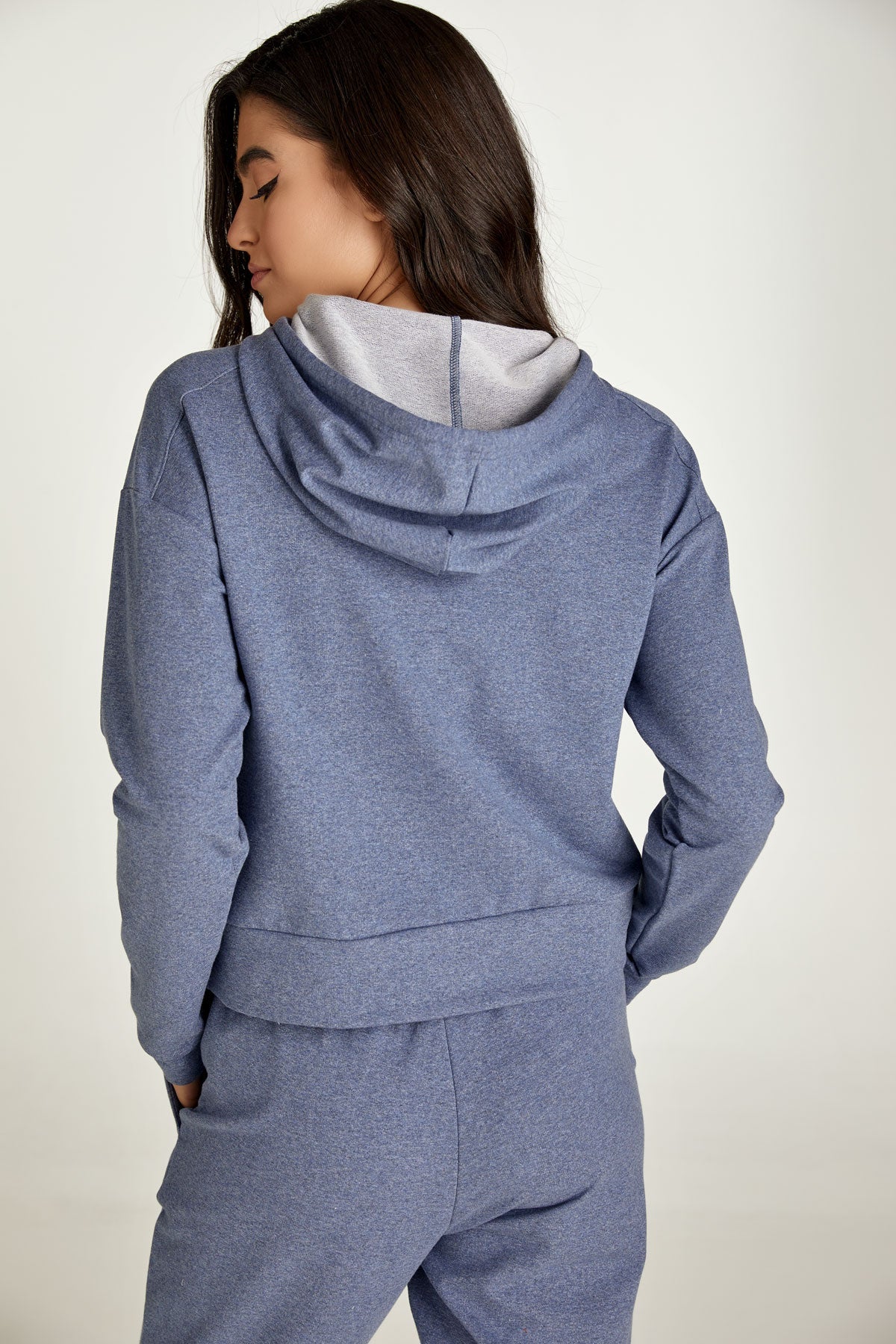 Indigo Mélange Hooded Sweatshirt-CONQUISTA-S-Urbanheer